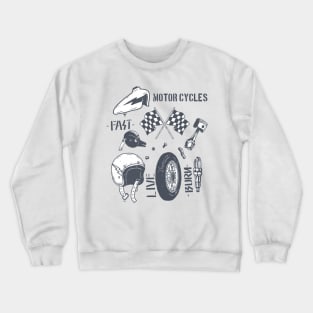 Motorcycle-parts-pack illustration design Crewneck Sweatshirt